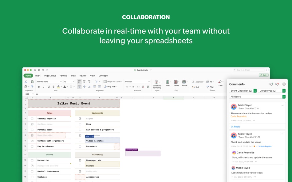 #2. Zoho Sheet (macOS) 由: Zoho Corporation