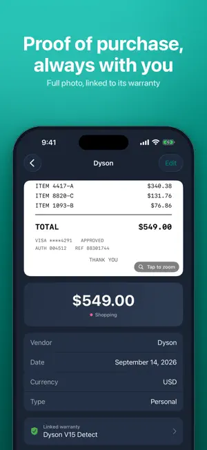 Warranty Tracker — Receiply screenshot 4
