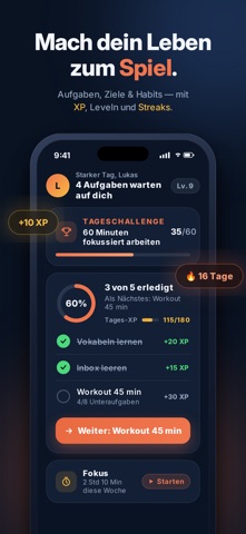 Level Up Daily: Ziele & Habits iPhone screenshot