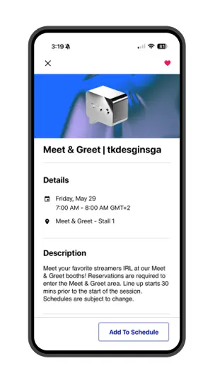 Captura de pantalla de TwitchCon 2026 en iPhone 3