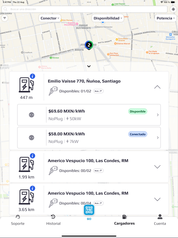 GoEnergy SuperChargers iPad screenshot 3 - Navigation app