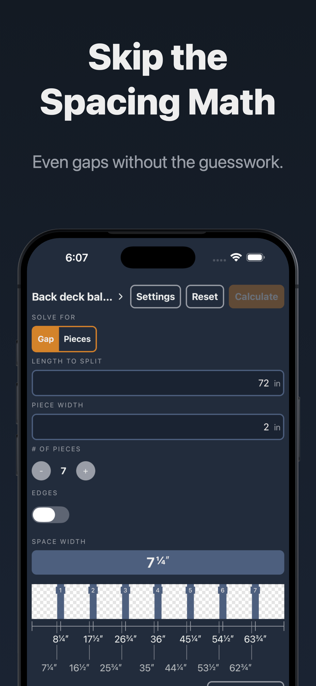 Even Spacing Calculator