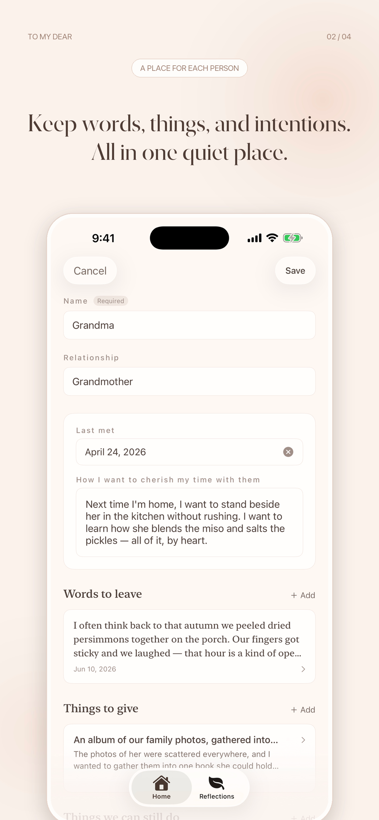 To My Dear: Reflection Journal screenshot 2