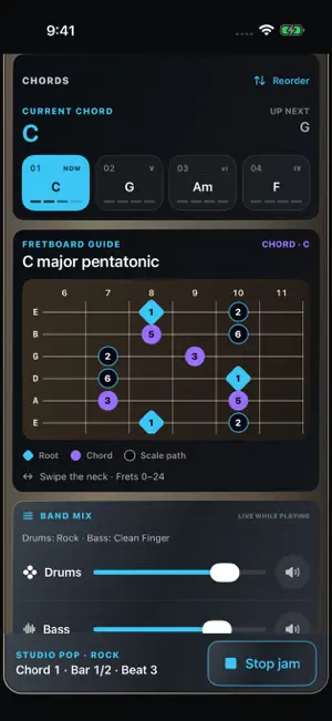 RiffAlly Jam: Guitar Practice screenshot 1