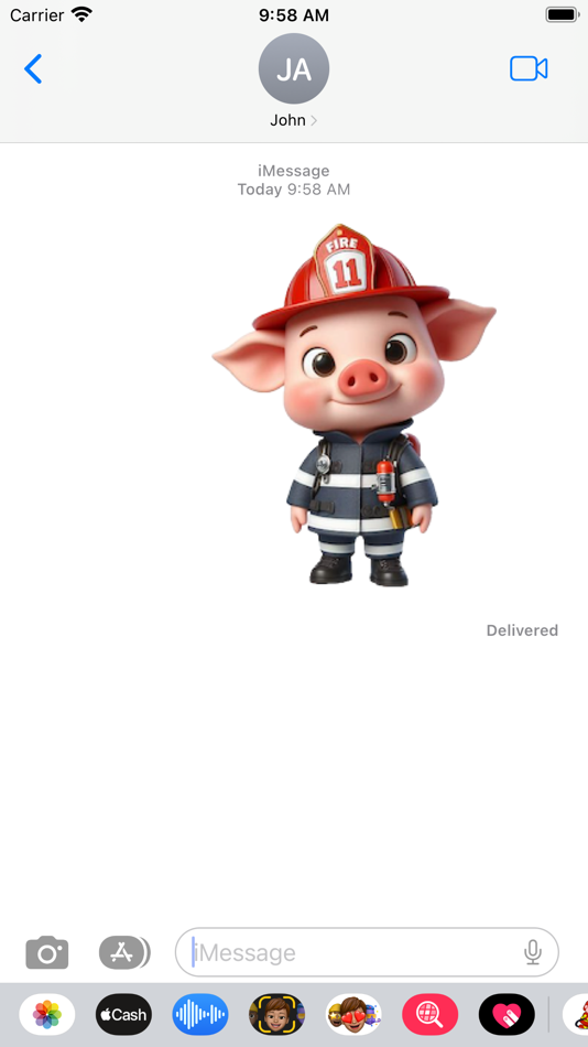 #4. Fireman Piglet Stickers (iOS) By: Paul Scott