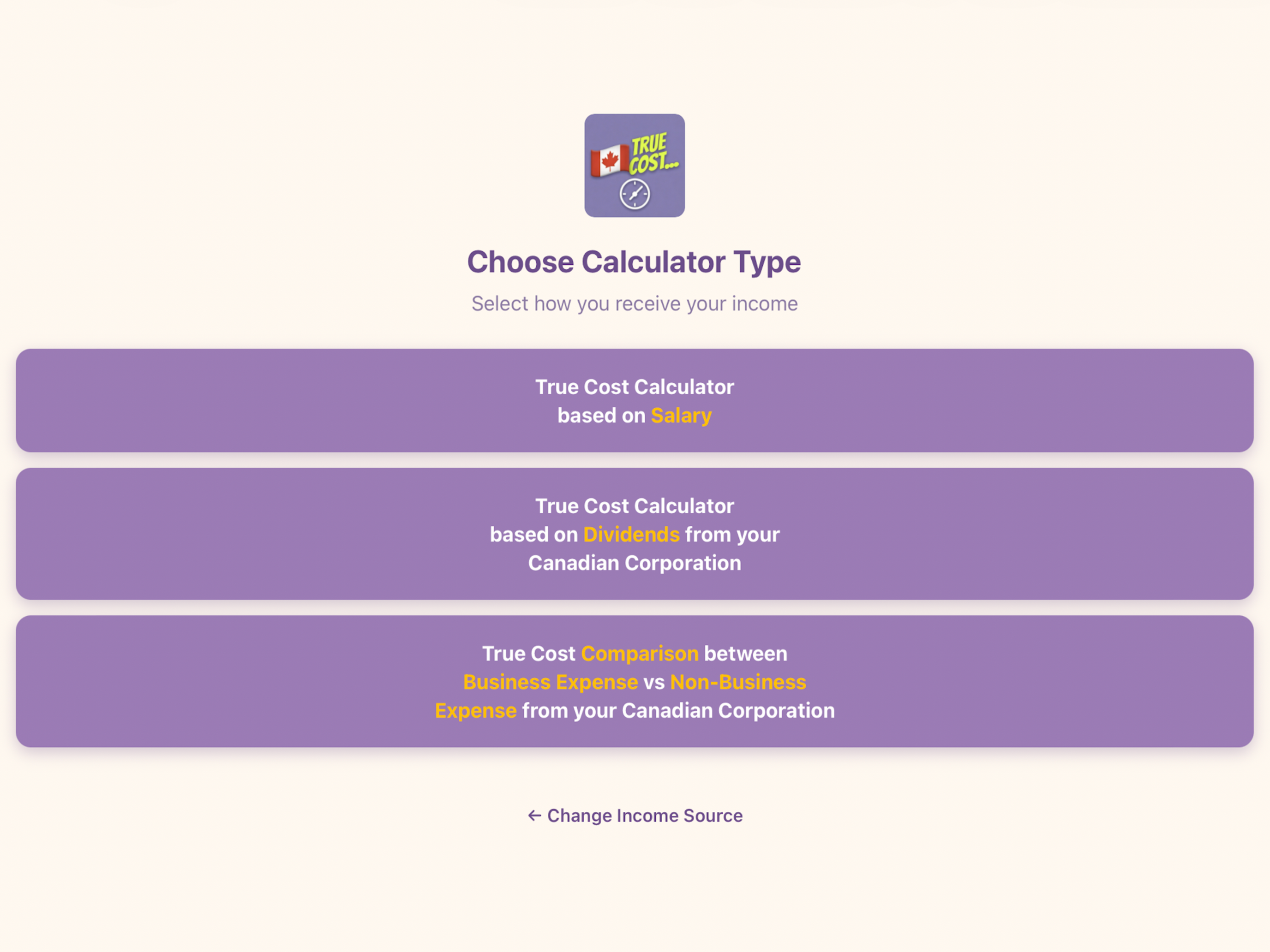 True Cost Calculator