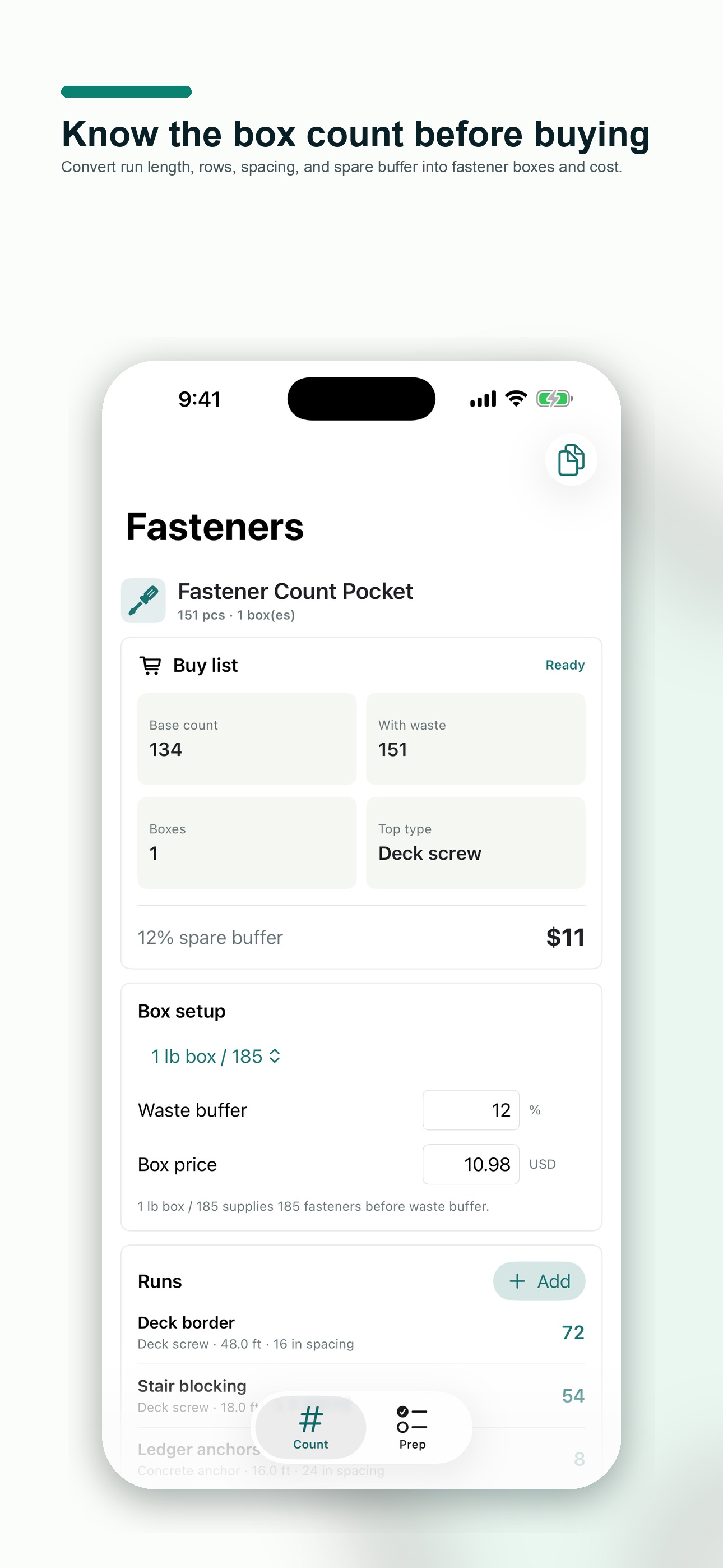 Screenshot 1 of Fastener Count Pocket