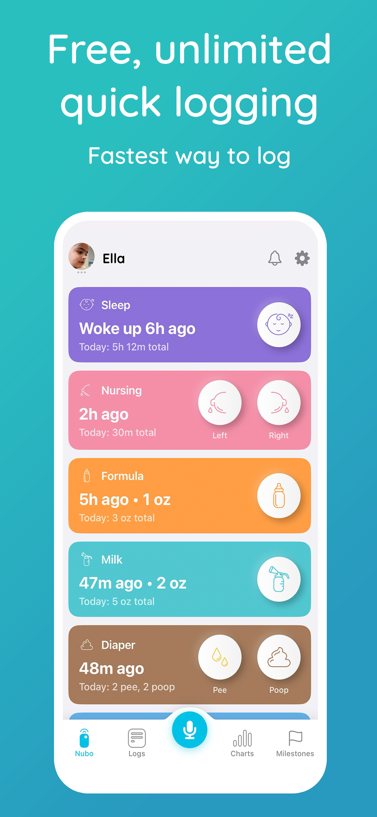 Nubo: Voice Baby Tracker & Log