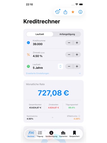 Kredit Klar – Kreditrechner iPad screenshot