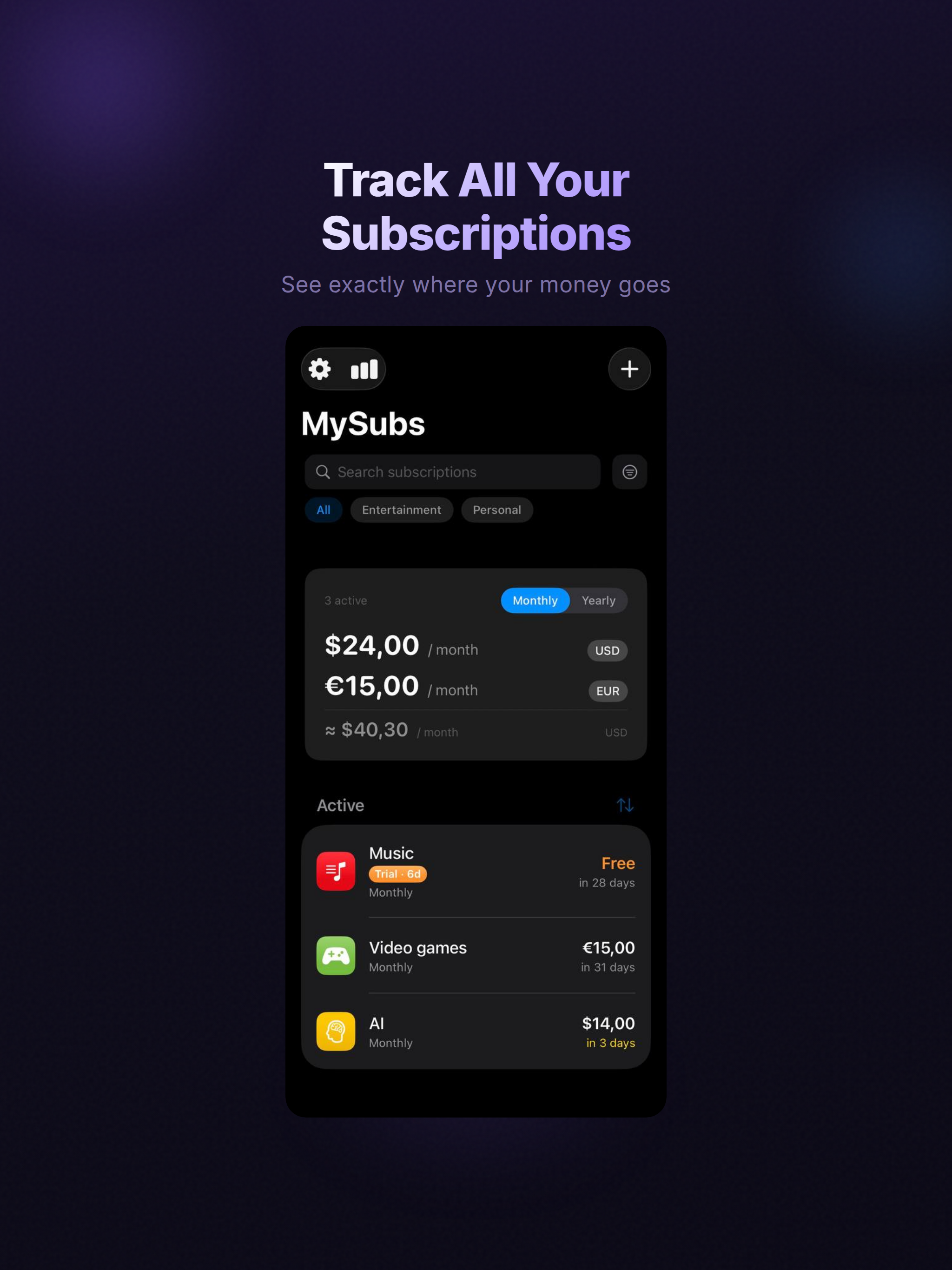 MySubs: Subscription Tracker