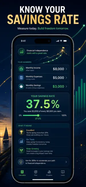 FIRE Calculator: Savings Rate screenshot 2