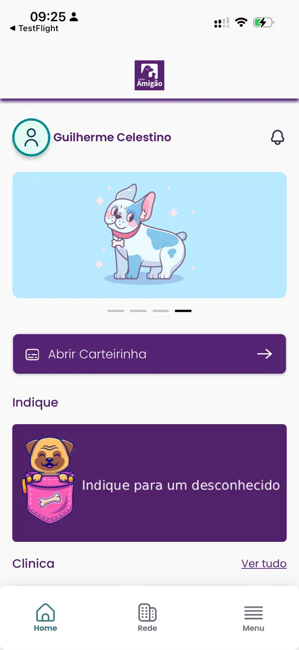 Carteirinha digital no aplicativo Cart&atilde;o Amig&atilde;o