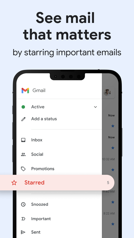 Gmail - Email by Google App Store screenshot 6, headline “See mail that matters”. Gradient background.