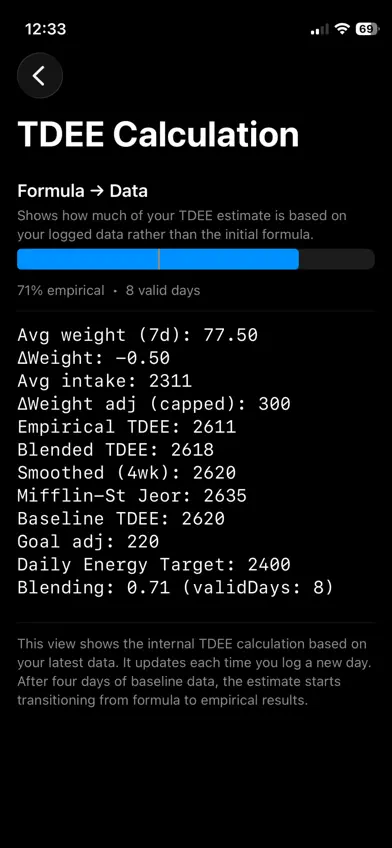 Delta - Adaptive TDEE screenshot 2