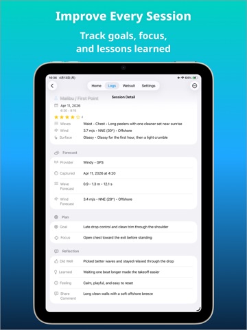 Surflog - Surf Log & Journal iPad screenshot