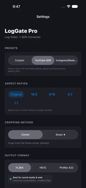 LogGate Pro · Log to Rec.709 screenshot 1 of 7