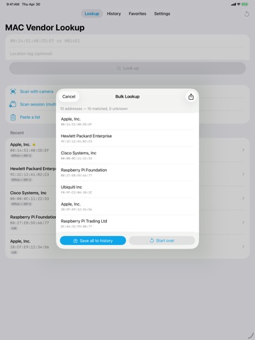 MAC Vendor Lookup iPad screenshot