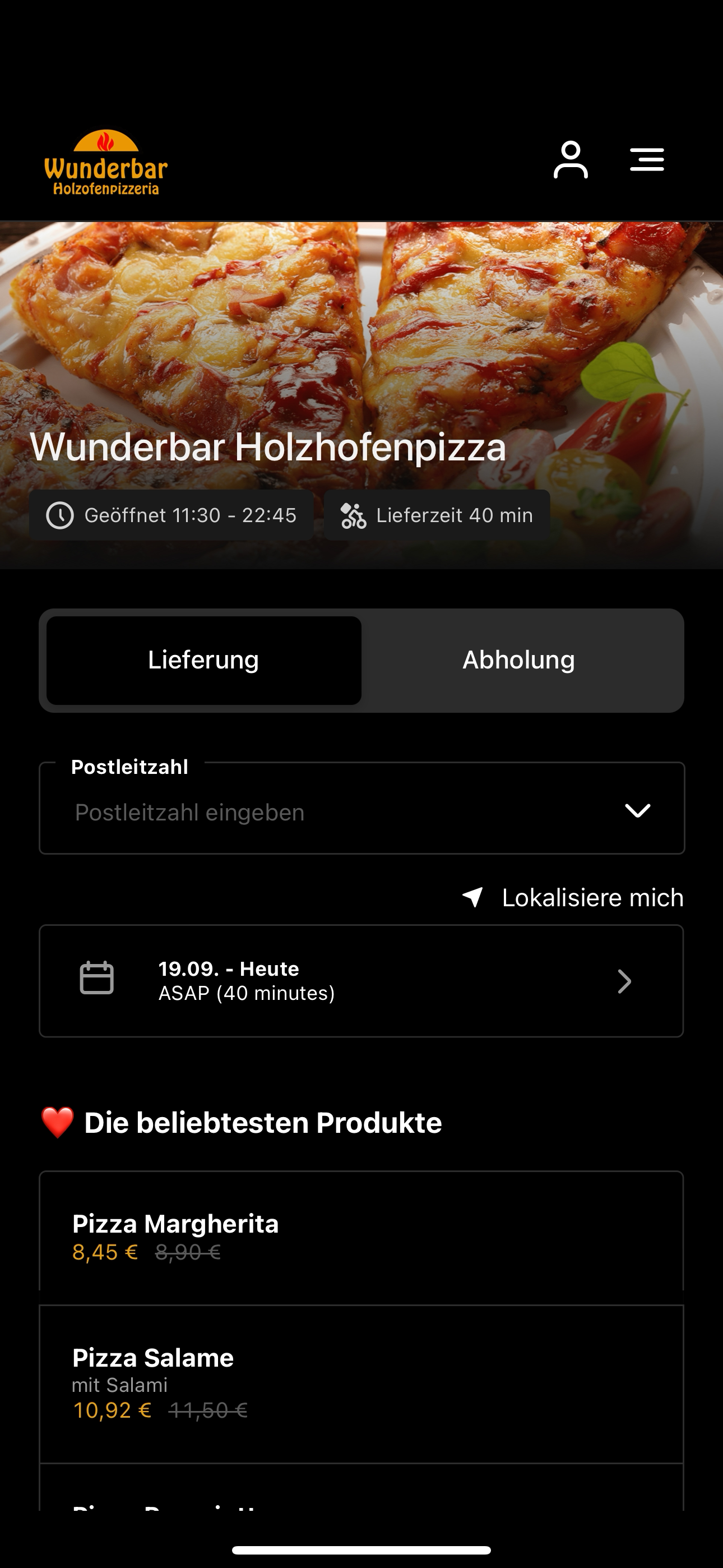 Wunderbar Holzhofenpizza