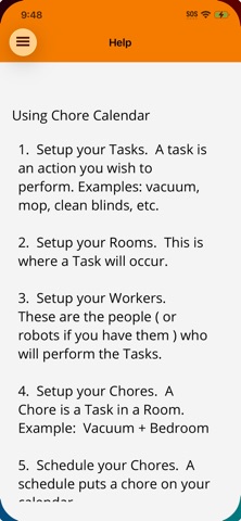 Chore Calendar iPhone screenshot