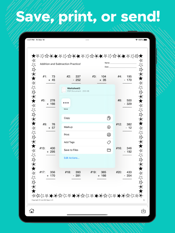 Math Worksheet Maker iPad screenshot 6 - Education app