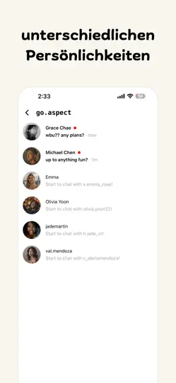 Screenshot von Aspect: Nur-KI Social Media auf dem iPhone 5