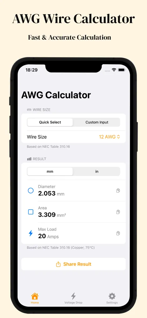 Wire Gauge Calculator ° - Productivity App | MWM