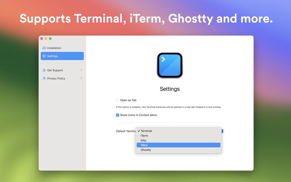 #3. Shellcut - Open in Terminal (macOS) 게시자: Leon Boettger