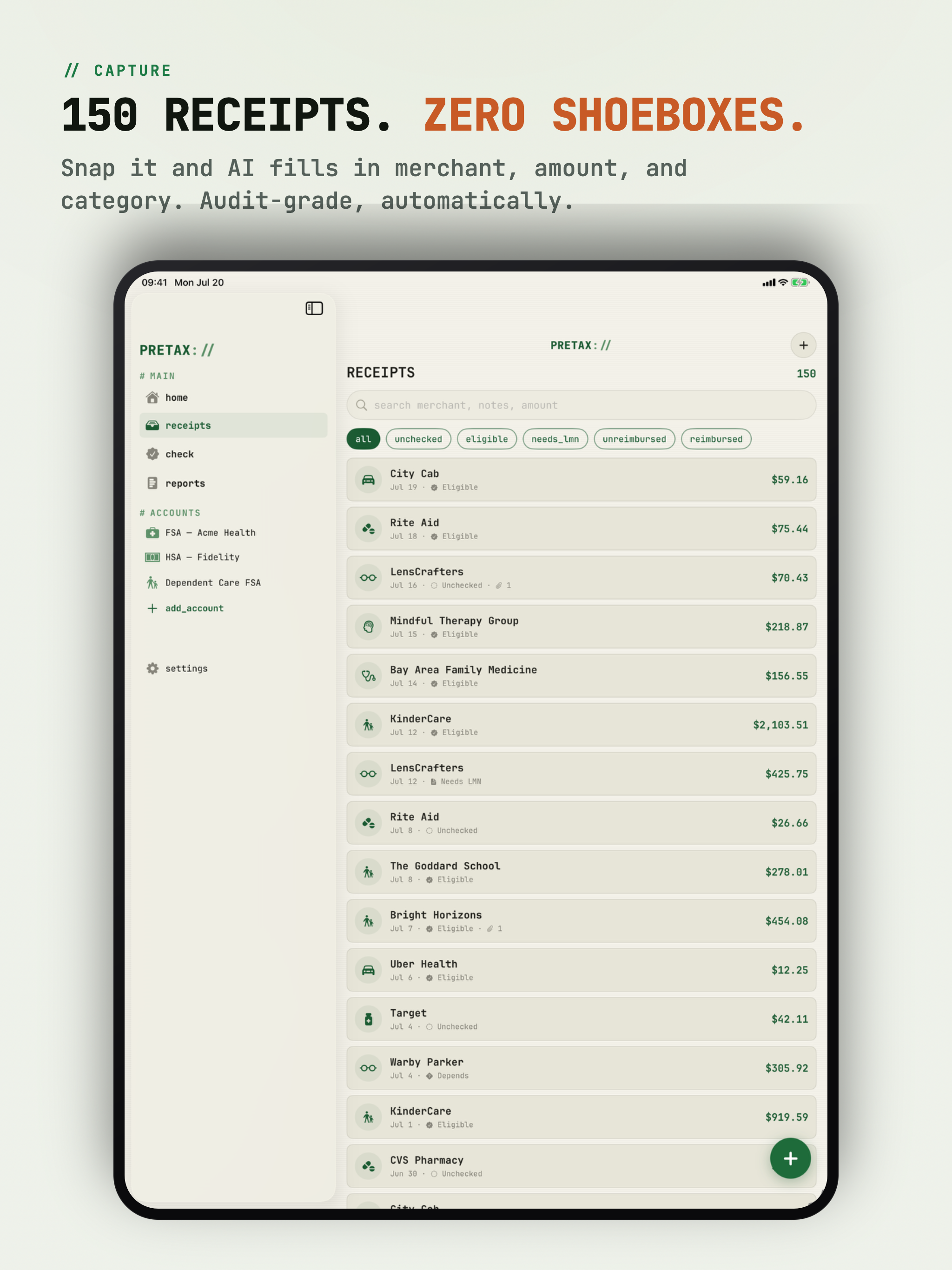 FSA HSA Receipt Log : PRETAX screenshot 15