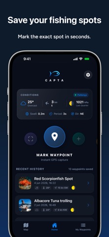 Capta - Fishing, Sea & GPS Map iPhone screenshot 1