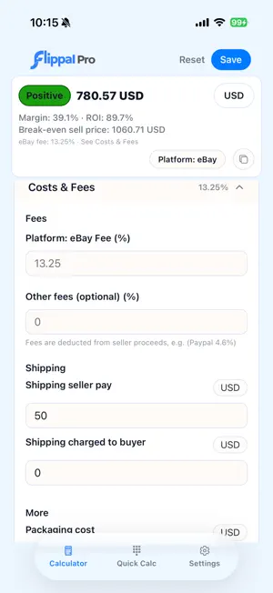 FlipPal – Reseller Calculator screenshot 2