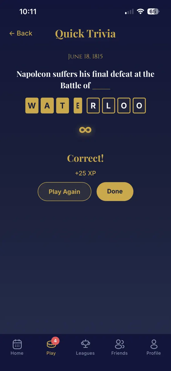 Screenshot #1 pour Circa: Daily History Trivia