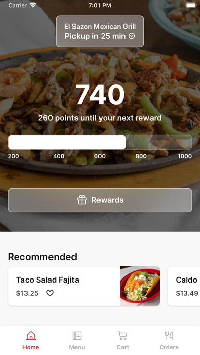 El Sazon Mexican Grill iPhone screenshot 1 - Food & Drink app