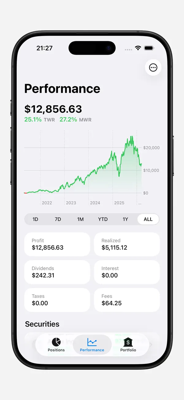 Profit: Portfolio Tracker iPhone App Screenshot 2 – Finanzen