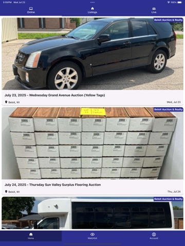 Beloit Auction iPad screenshot