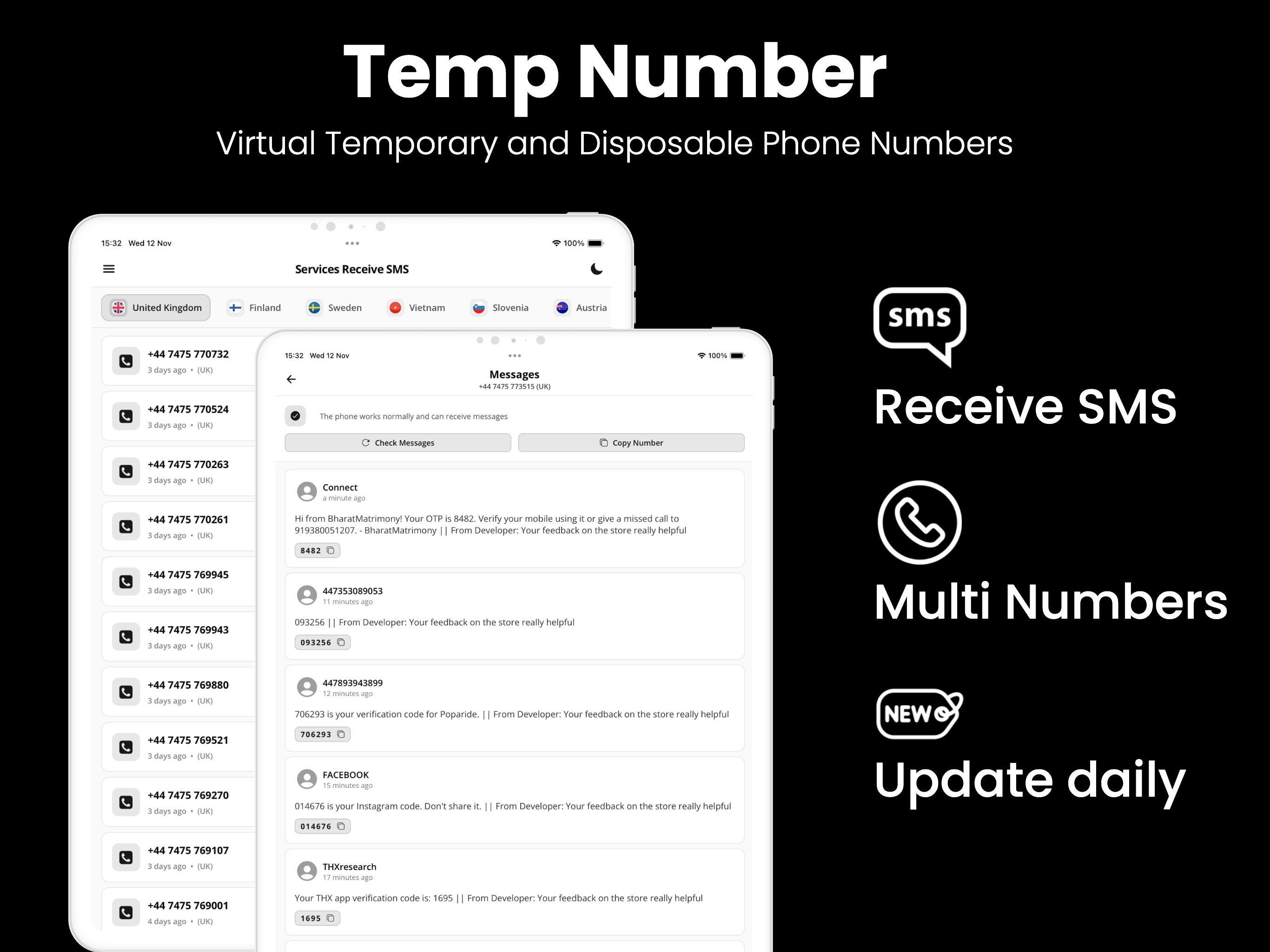 Temp Number - Receive SMS