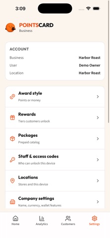 PointsCard for Business iPhone screenshot