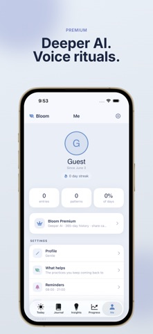 Bloom: AI Journal & Mood iPhone screenshot