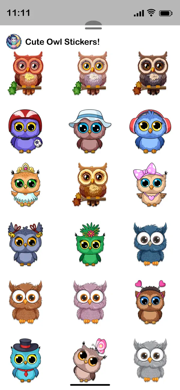 Screenshot #2 pour Cute Owl Stickers!