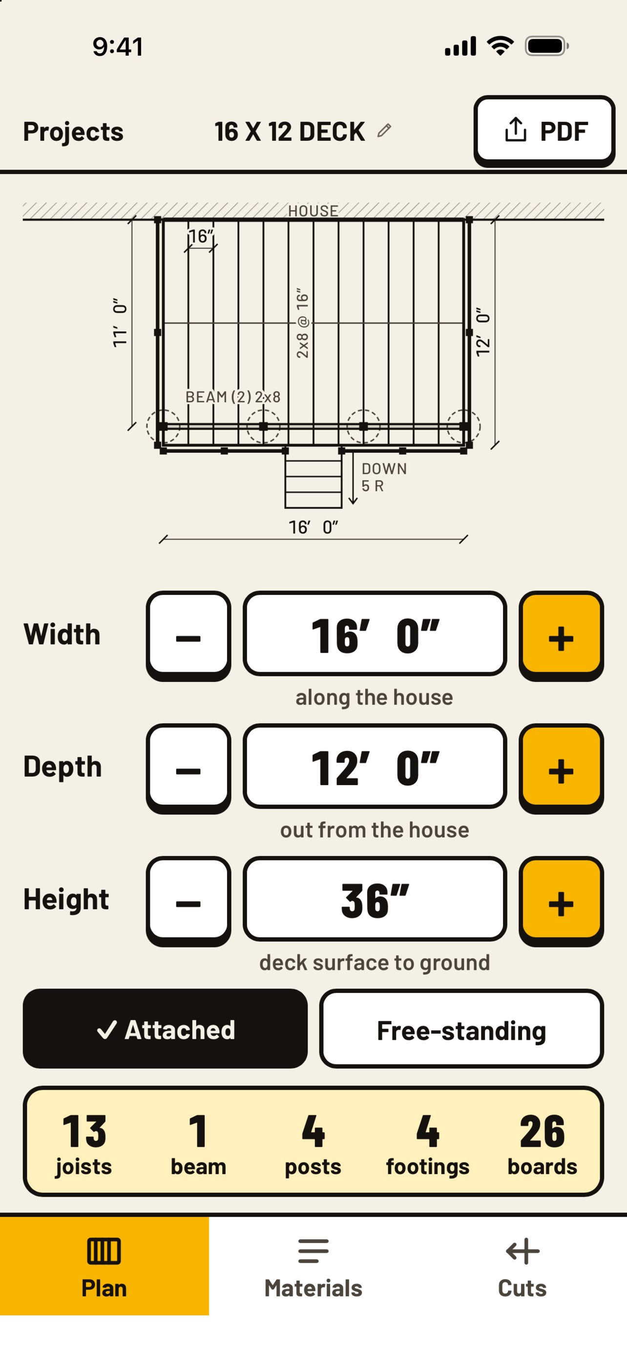 Screenshot 1 of Deck Calculator & Planner