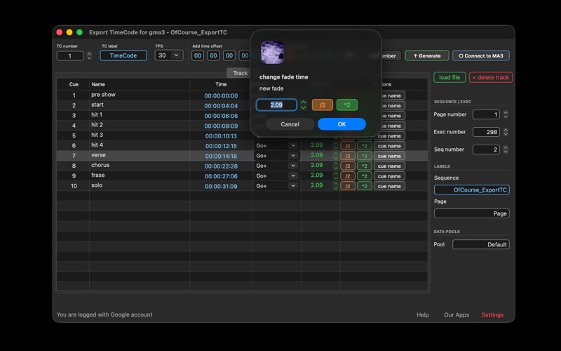 Screenshot #3 pour Export TimeCode for gma3