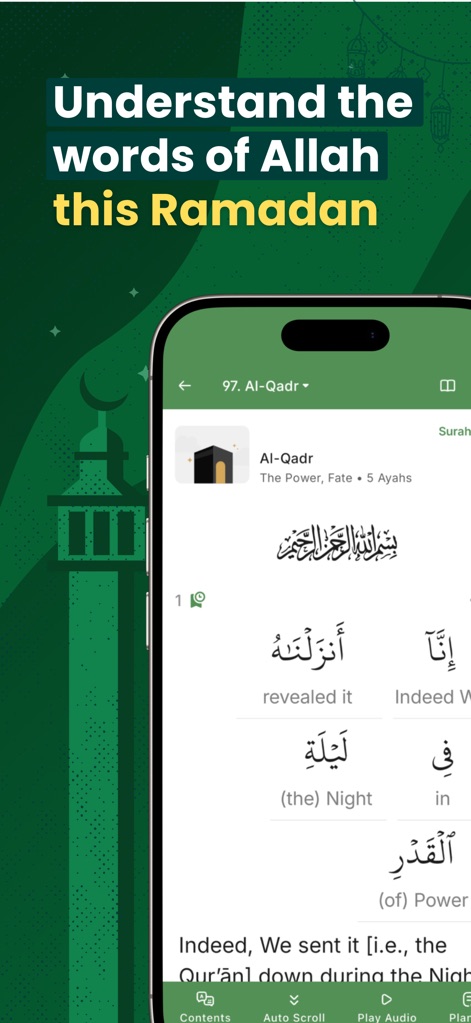 Al Quran (Tafsir & by Word) - See how the app presents the original Arabic script alongside individual word translations for deeper understanding.