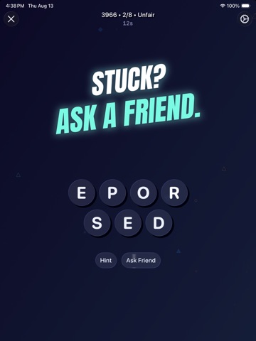 Unscramble! find word anagrams iPad screenshot