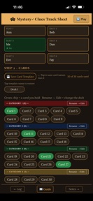 Mystery Clues Track Sheet screenshot