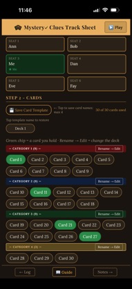 Mystery Clues Track Sheet screenshot 1