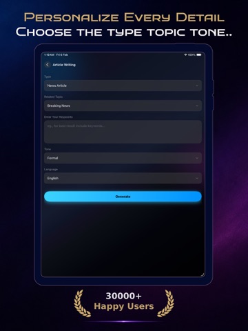 AI Writer & Essay Generator iPad screenshot