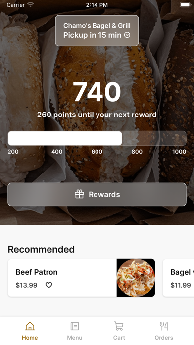 Chamo's Bagel & Grill iPhone screenshot 1 - Food & Drink app