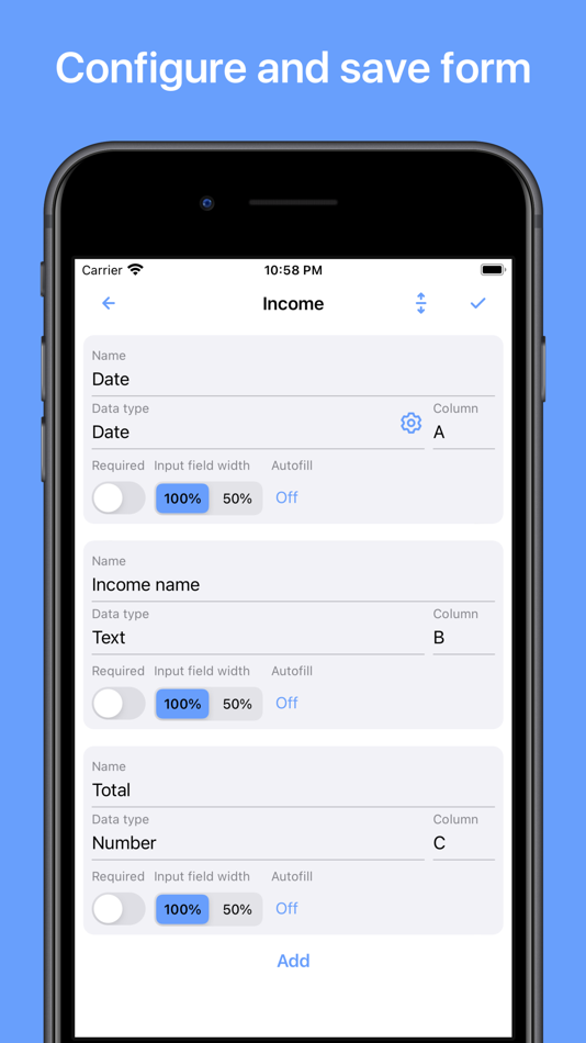 #6. Spreadsheet data entry (iOS) 来自: Ruslan Musagitov