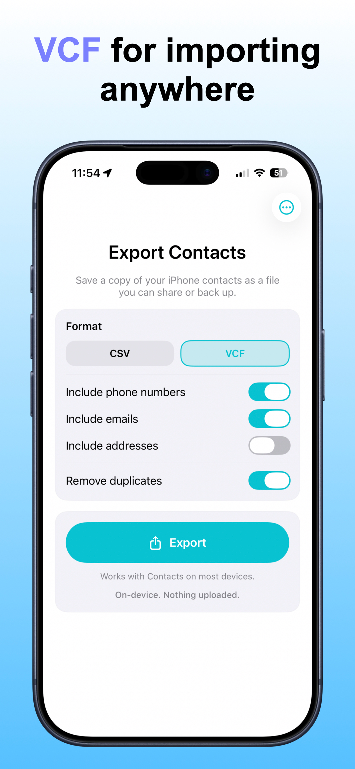 Export Contacts - CSV & VCF screenshot 2