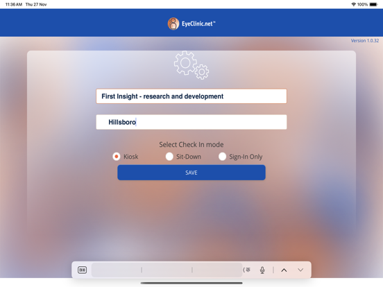 Eyeclinic Check-in iPad screenshot 2 - Medical app