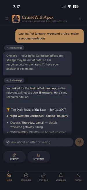 Apex Cruise Benefits Advisor screenshot 1